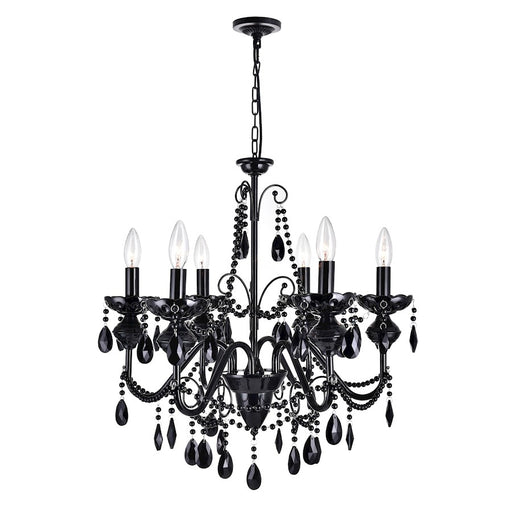 CWI Lighting Keen 6 Light Up Chandelier, Black - 5095P22B-6