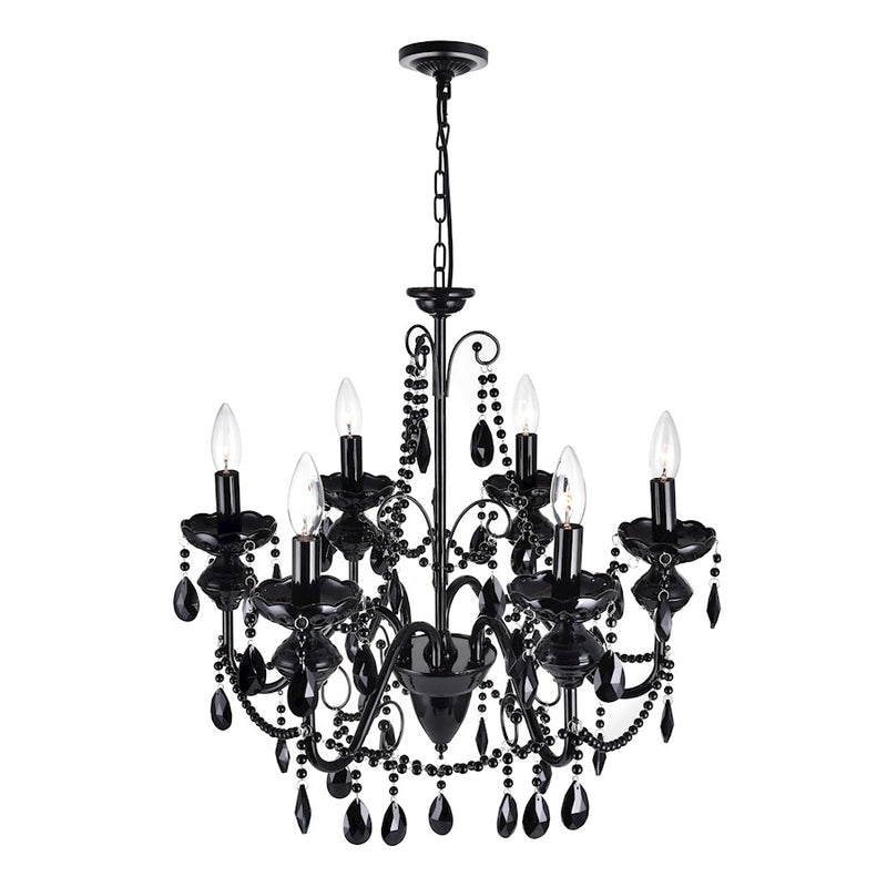 CWI Lighting Keen 6 Light Up Chandelier, Black