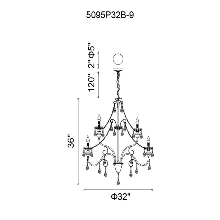 CWI Lighting Keen 9 Light Up Chandelier, Black