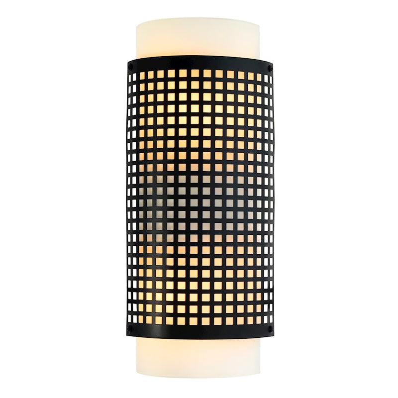 CWI Lighting Checkered 2 Light Wall Light, Black/Frosted