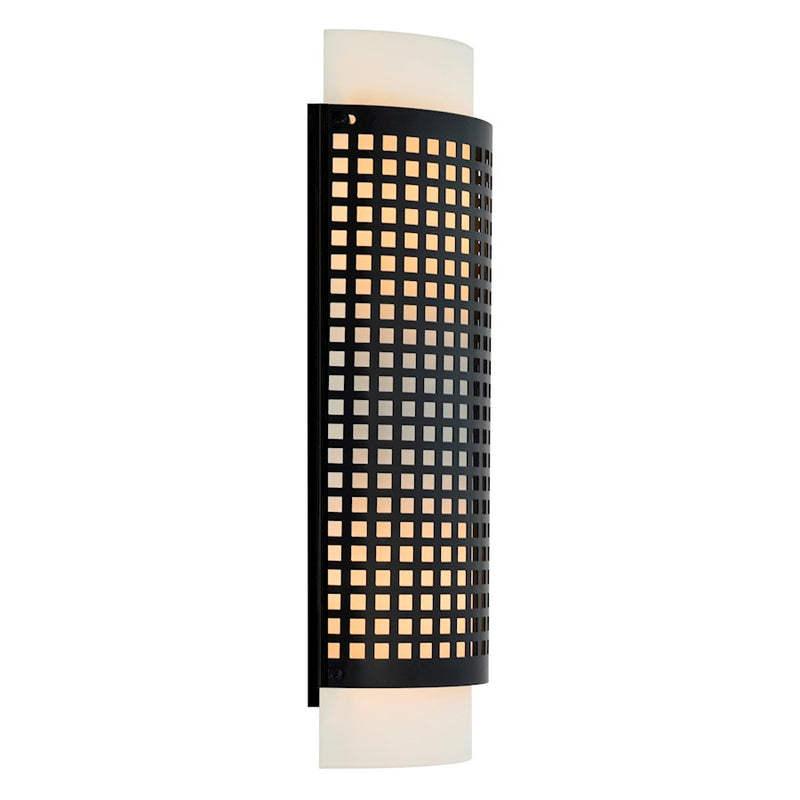 CWI Lighting Checkered 2 Light Wall Light, Black/Frosted