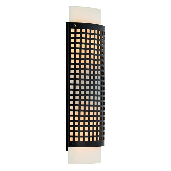 CWI Lighting Checkered 2 Light Wall Light, Black/Frosted