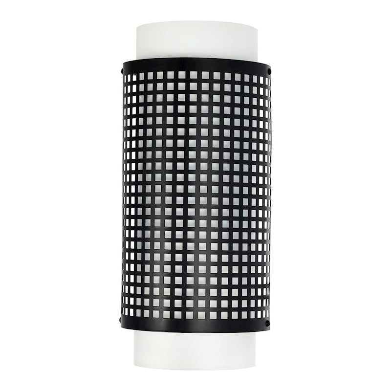 CWI Lighting Checkered 2 Light Wall Light, Black/Frosted