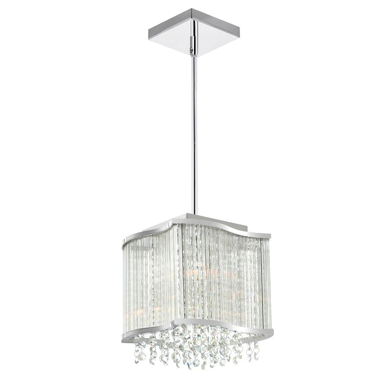 CWI Lighting Elsa 3 Light Drum Shade Mini Pendant, Chrome