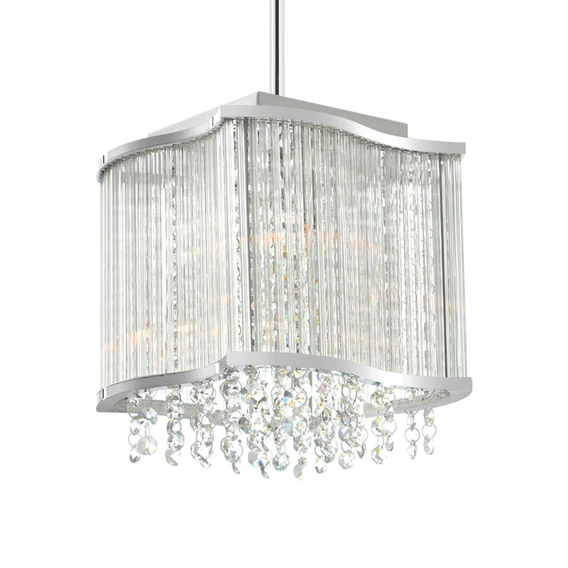 CWI Lighting Elsa 3 Light Drum Shade Mini Pendant, Chrome