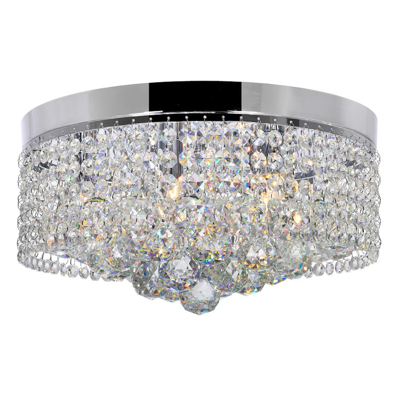 CWI Lighting Cascade 6 Light Drum Shade Flush Mount, Chrome