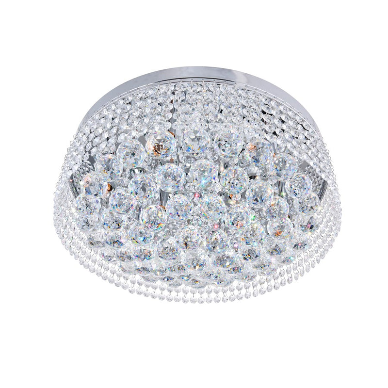CWI Lighting Cascade 8 Light Drum Shade Flush Mount, Chrome