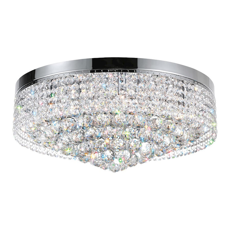 CWI Lighting Cascade 10 Light Drum Shade Flush Mount, Chrome