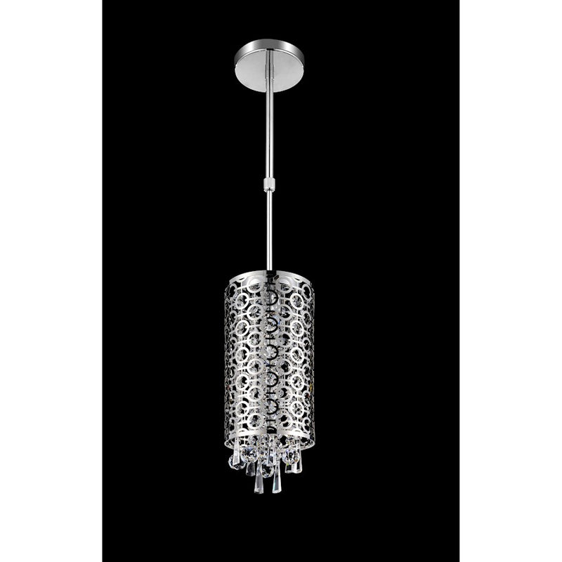 CWI Galant 2 Light Drum Shade Mini Pendant, Stainless Steel