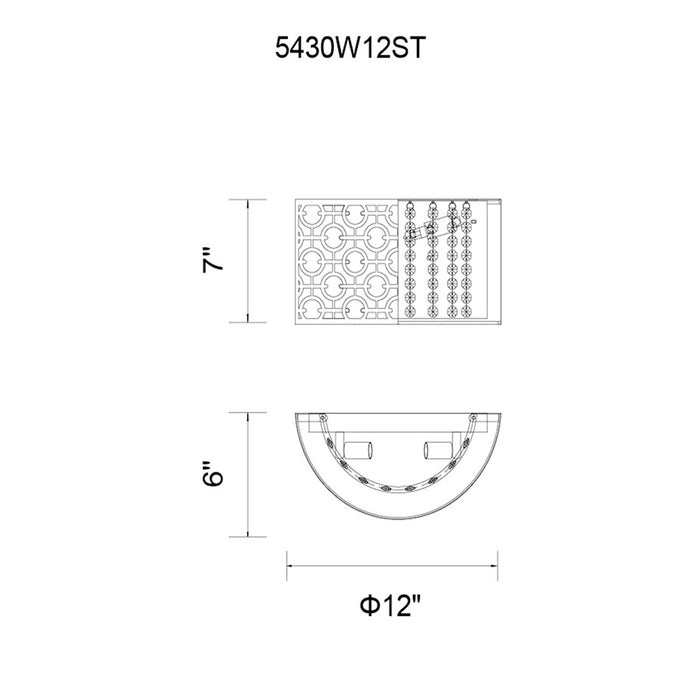 CWI Lighting Galant 2 Light Wall Light, Stainless Steel