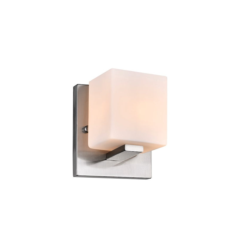 CWI Cristini 1 Light Bathroom Sconce, Satin Nickel/Off White