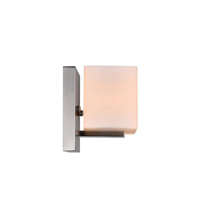 CWI Cristini 1 Light Bathroom Sconce, Satin Nickel/Off White