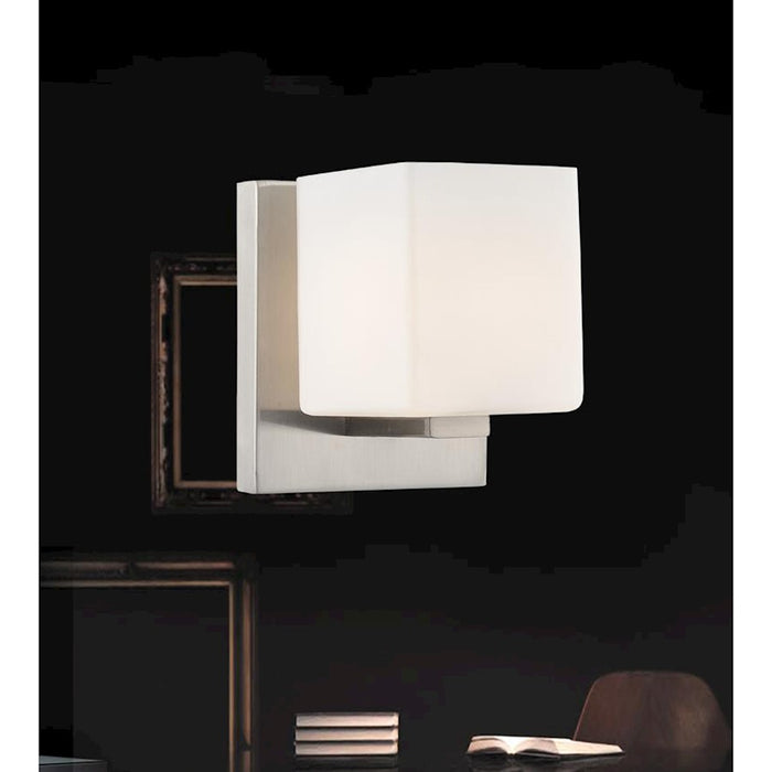 CWI Cristini 1 Light Bathroom Sconce, Satin Nickel/Off White