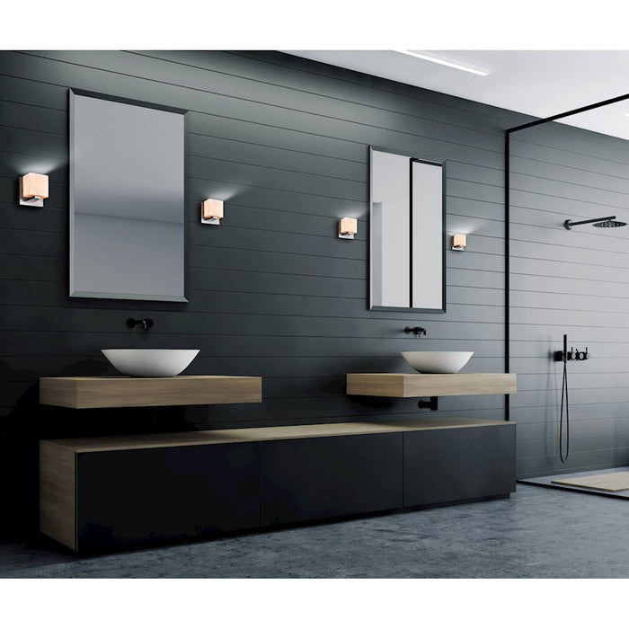 CWI Cristini 1 Light Bathroom Sconce, Satin Nickel/Off White