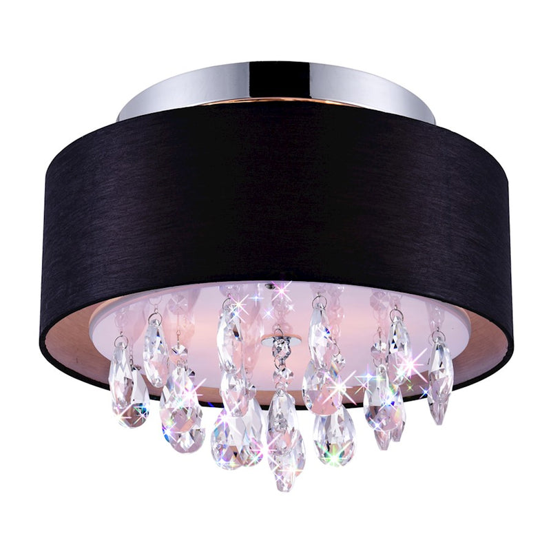CWI Lighting Dash 3 Light Drum Shade Flush Mount, Chrome/Black