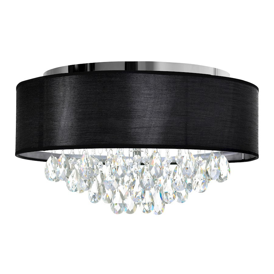 CWI Lighting Dash 4 Light Drum Shade Flush Mount, Chrome/Black - 5443C18C-Black