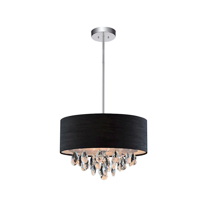 CWI Lighting Dash 3 Light Drum Shade Chandelier, Chrome/Black