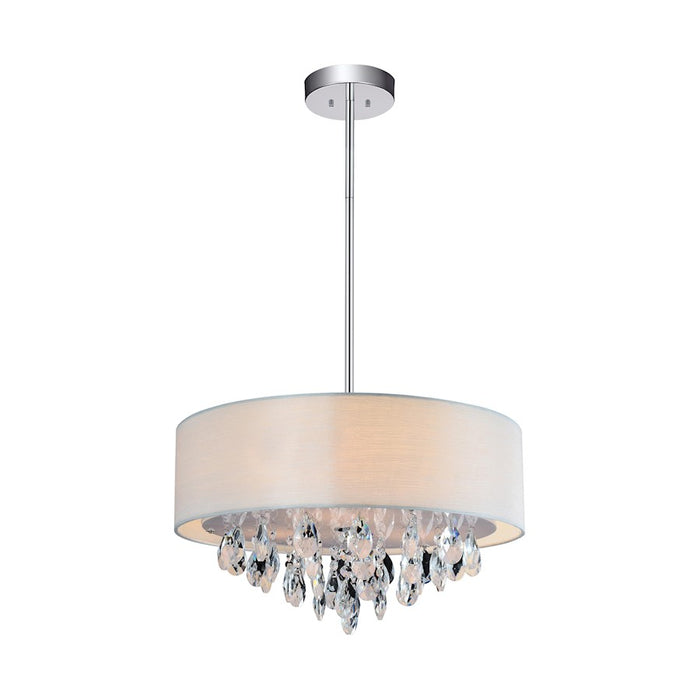 CWI Lighting Dash 3 Light Drum Shade Chandelier, Chrome - 5443P14C-OffWhite