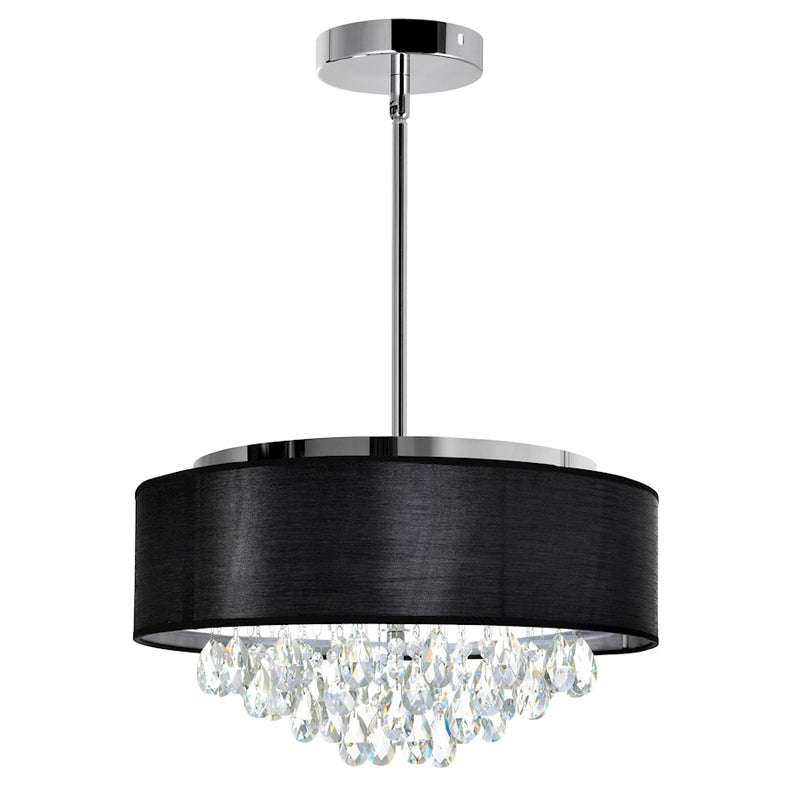 CWI Lighting Dash 4 Light Drum Shade Chandelier, Chrome/Black