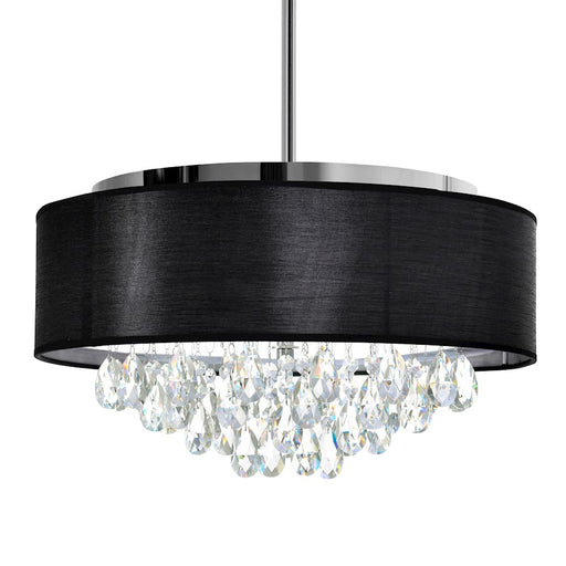 CWI Lighting Dash 4 Light Drum Shade Chandelier, Chrome/Black