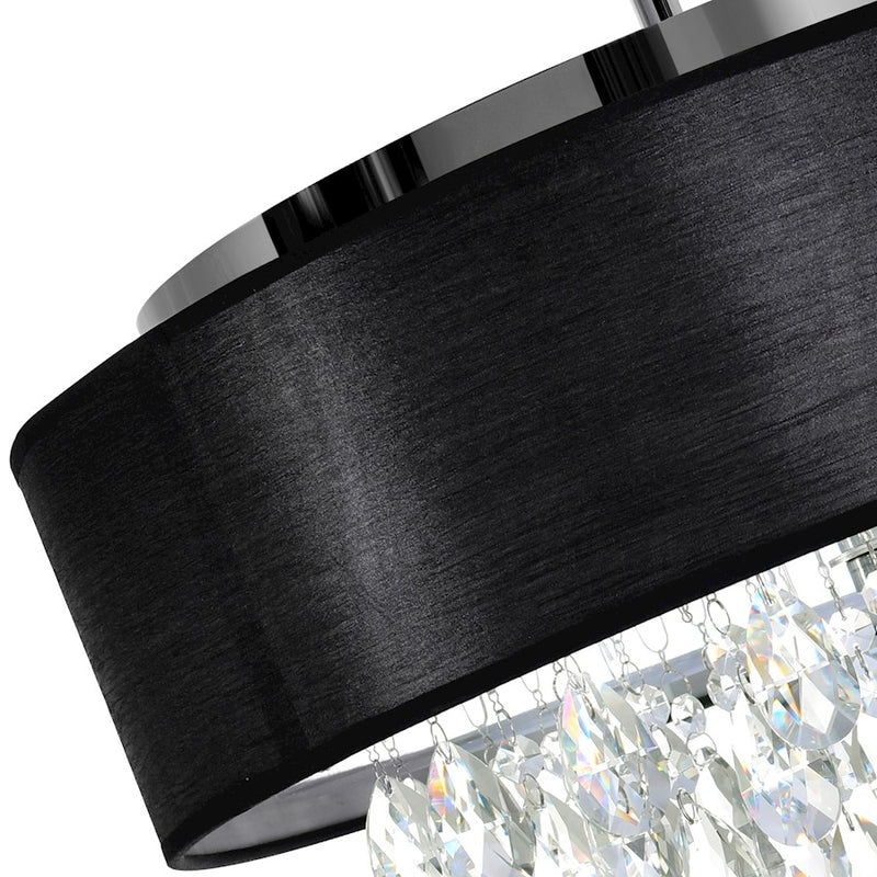 CWI Lighting Dash 4 Light Drum Shade Chandelier, Chrome/Black
