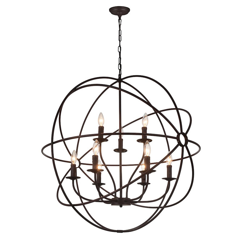 CWI Lighting Arza 9 Light Up Chandelier, Brown