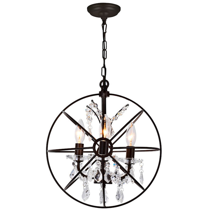 CWI Lighting Campechia 3 Light Up Mini Chandelier, Brown