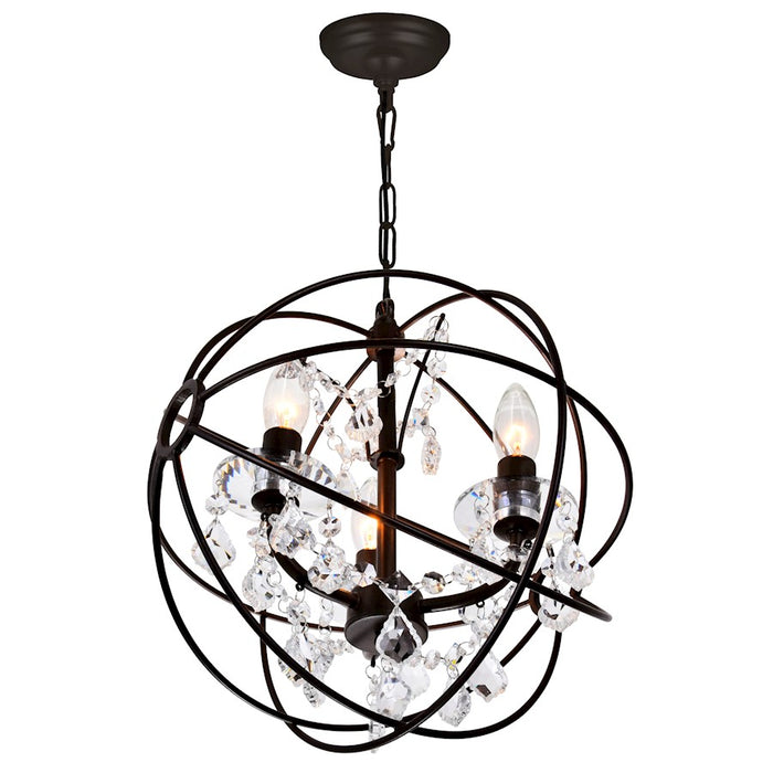 CWI Lighting Campechia 3 Light Up Mini Chandelier, Brown