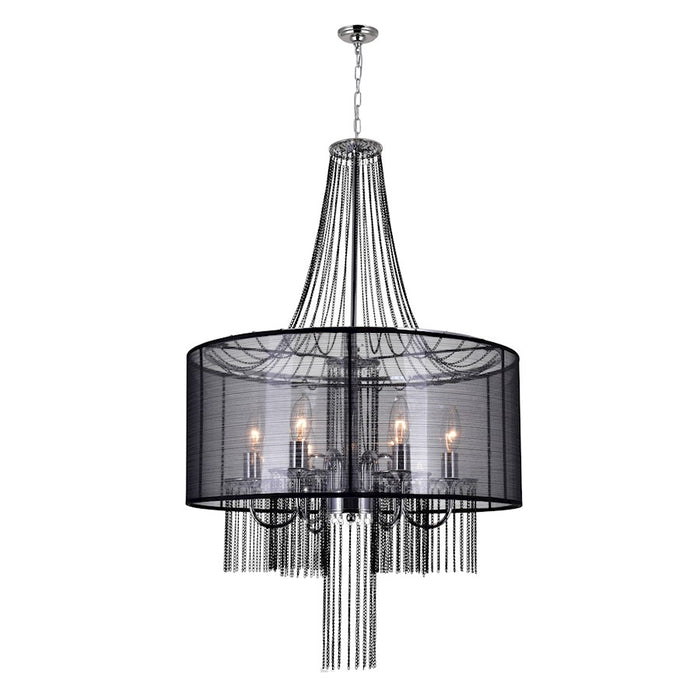 CWI Amelia 6 Light Drum Shade Chandelier, Chrome/Black - 5475P20C-6Black