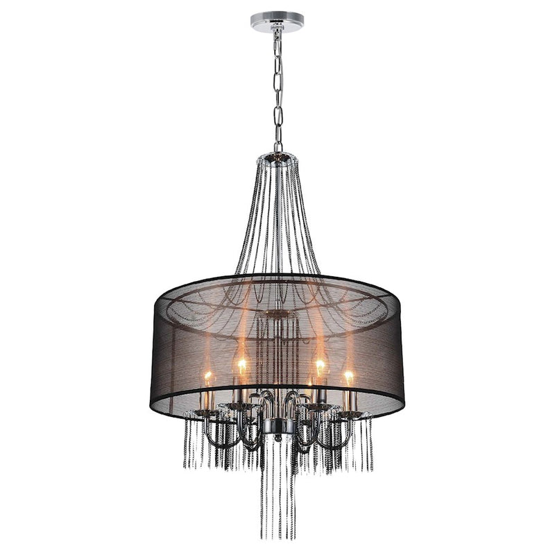 CWI Lighting Amelia 6 Light Drum Shade Chandelier, Chrome