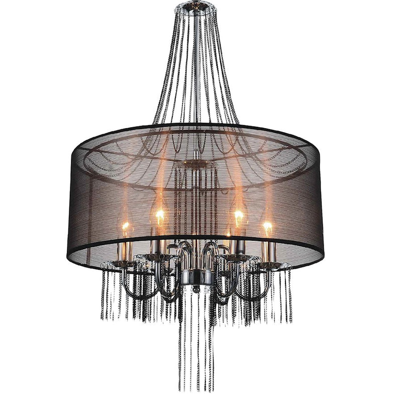 CWI Lighting Amelia 6 Light Drum Shade Chandelier, Chrome