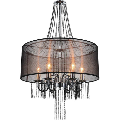 CWI Lighting Amelia 6 Light Drum Shade Chandelier, Chrome