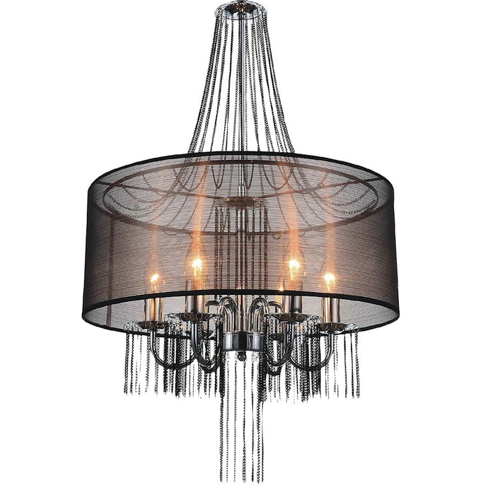 CWI Lighting Amelia 6 Light Drum Shade Chandelier, Chrome