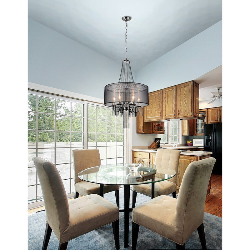 CWI Lighting Amelia 6 Light Drum Shade Chandelier, Chrome