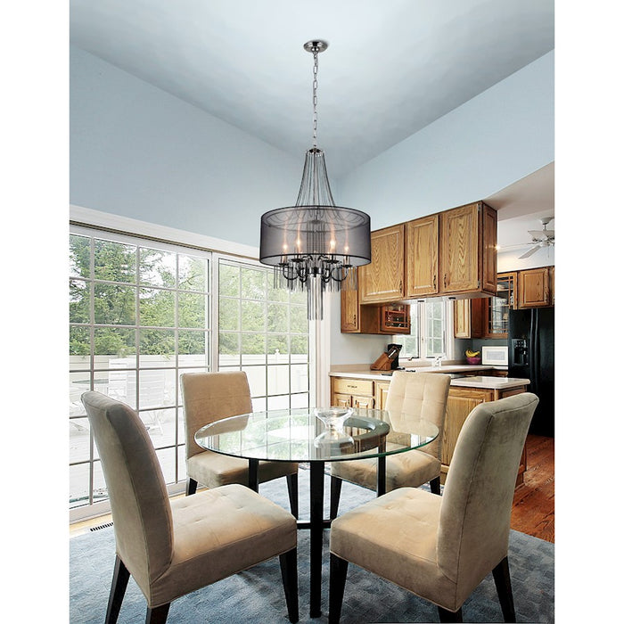 CWI Lighting Amelia 6 Light Drum Shade Chandelier, Chrome