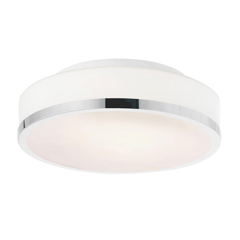CWI Frosted 2 Light Drum Flush Mount, Satin Nickel/Off White