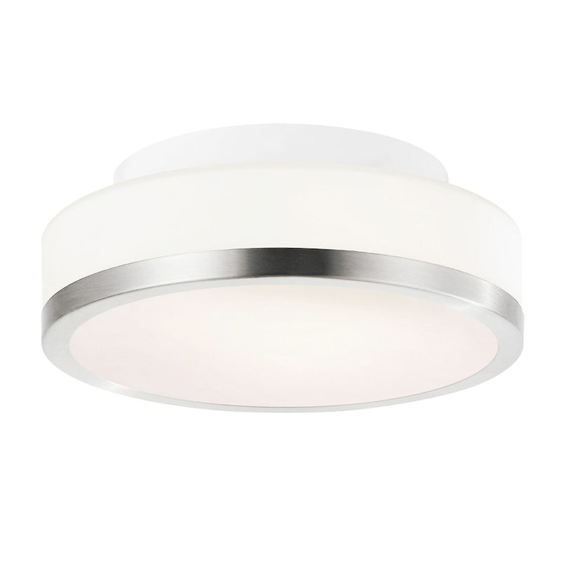 CWI Frosted 1 Light Drum Flush Mount, Satin Nickel/Off White