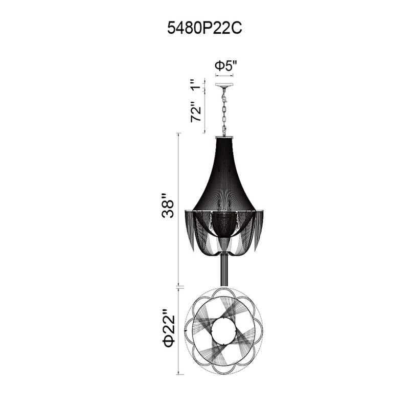 CWI Lighting Taylor 10 Light Down Chandelier, Chrome