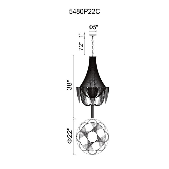 CWI Lighting Taylor 10 Light Down Chandelier, Chrome