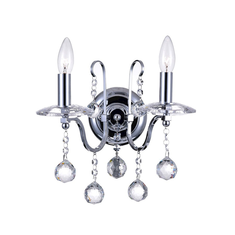 CWI Lighting Valentina 2 Light Wall Light, Chrome