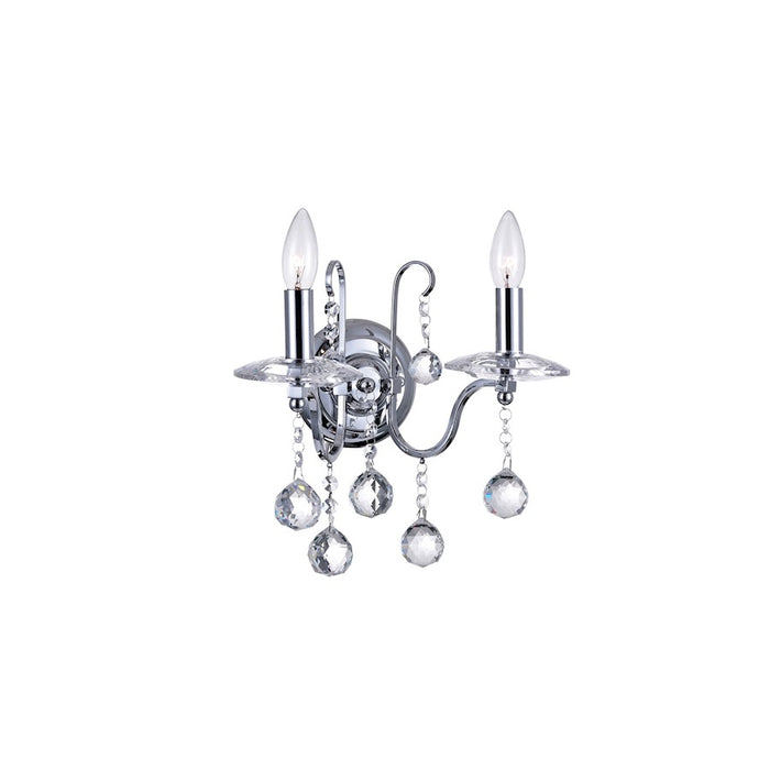 CWI Lighting Valentina 2 Light Wall Light, Chrome