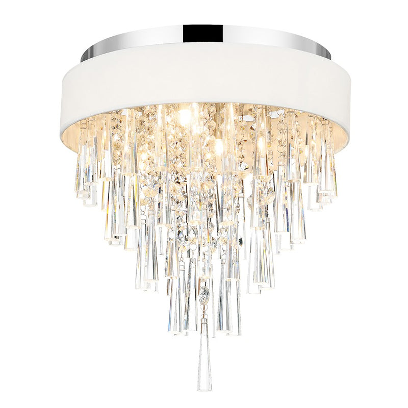 CWI Franca 4 Light Drum Shade Flush Mount, Off White