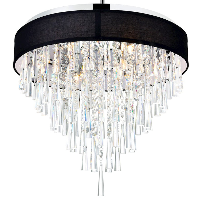 CWI Lighting Franca 8 Light 22" Drum Shade Chandelier, Black