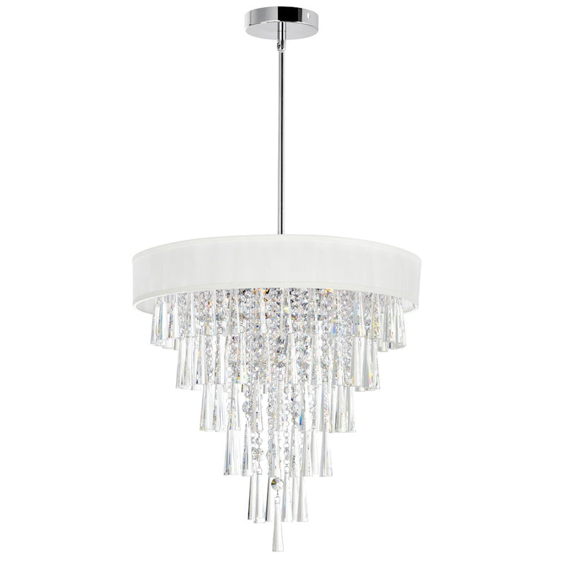 CWI Franca 8 Light 22" Drum Shade Chandelier, Off White