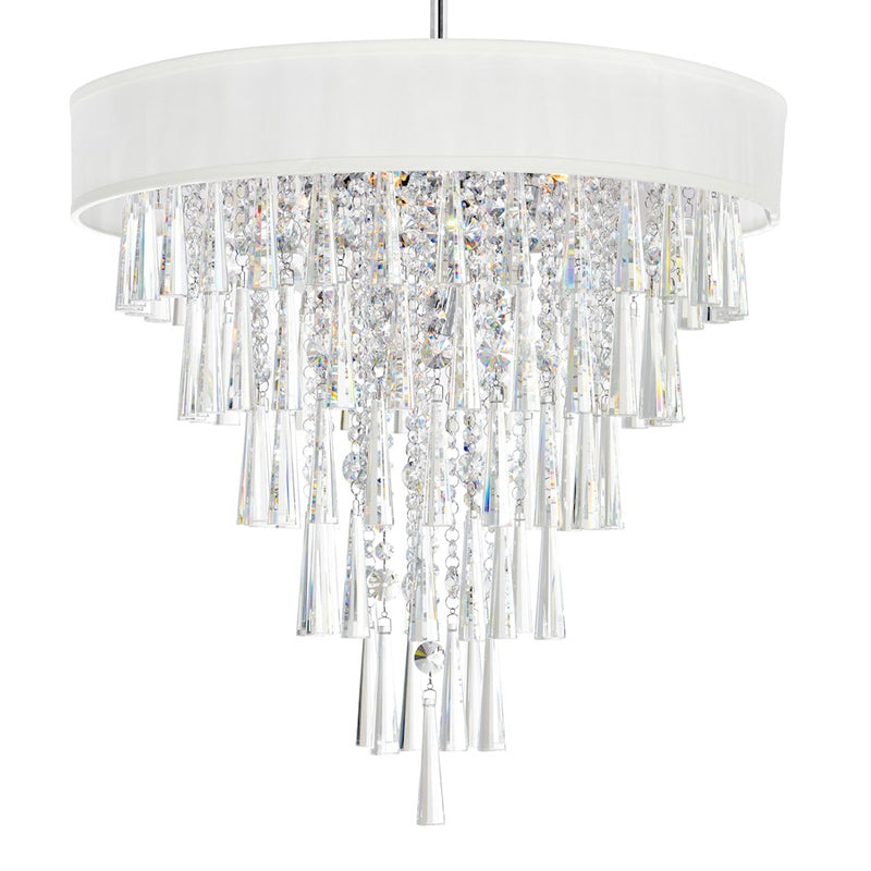 CWI Franca 8 Light 22" Drum Shade Chandelier, Off White