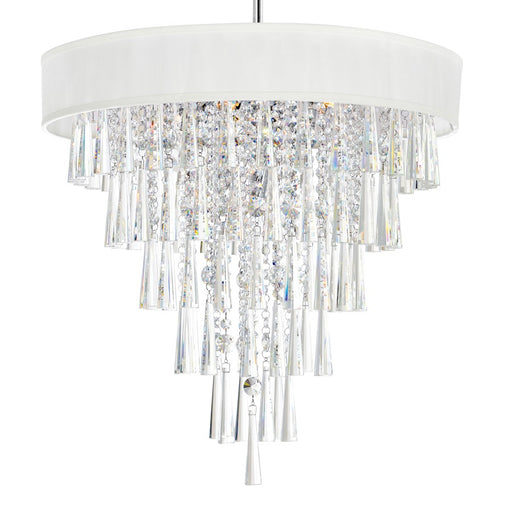 CWI Franca 8 Light 22" Drum Shade Chandelier, Off White