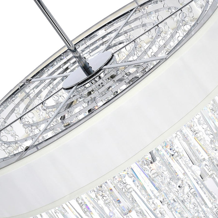 CWI Franca 8 Light 22" Drum Shade Chandelier, Off White