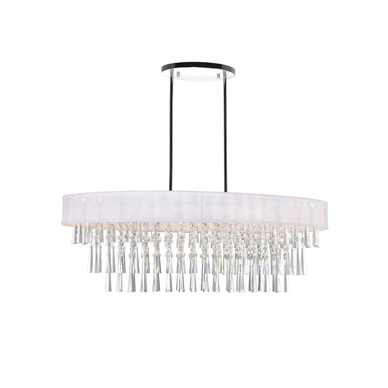 CWI Franca 8 Light Drum Shade Chandelier, Off White