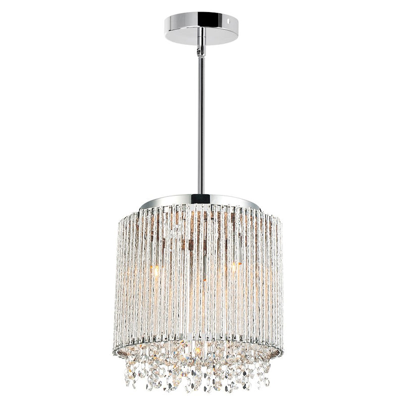 CWI Lighting Claire 3 Light Drum Shade Mini Pendant, Chrome