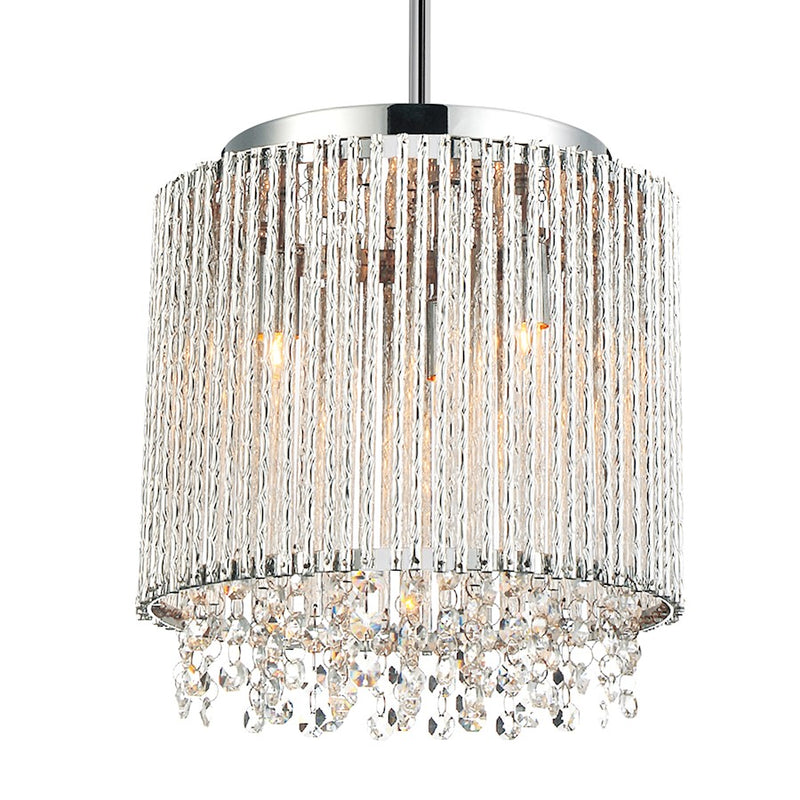 CWI Lighting Claire 3 Light Drum Shade Mini Pendant, Chrome